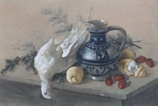 Stilleben mit Krug und weißer Taube signiert 1916