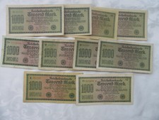 10 Geldscheine 1000 Reichsmark
