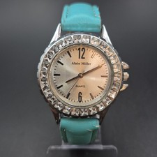Alain Miller Damen Uhr – Quarz, Strass-Besatz mit Lederarmband