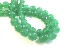 Jade 6 / 8 mm grün Kugeln Perlen rund 1 Strang Edelstein basteln Schmuck DIY #17