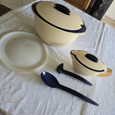 TUPPERWARE Wärmebehälter /Thermo Duo mit Deckel, Creme / Blau  - 4,3 Liter
