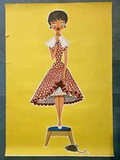 Original Werbeplakat Petticoat "Frau mit Maus" 1960 Jahre Retro DIN A 0