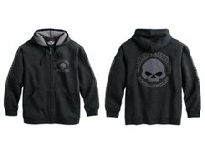 HARLEY-DAVIDSON Skull Zip Hooded Sweatshirt grau