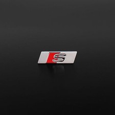Audi S SLine Schriftzug Logo Emblem selbstklebend 9x30mm rot schwarz chrom
