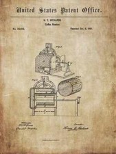 Old, antique coffee roaster 1846+: historical design for coffee shop / poster 