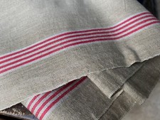 Altes Leinen Roll/Mangeltuch rot/weisser Randstreifen 300/87 cm