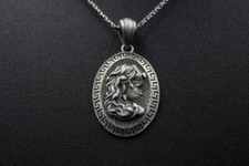 Oval Medusa Gorgon Schlangen Anhänger 925 Sterlingsilber Geschenk Aged Finish