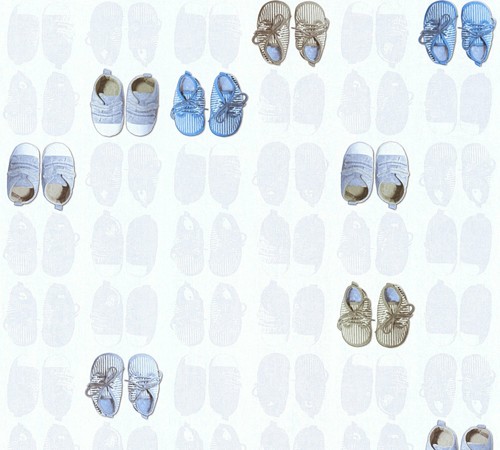 Kindertapete baby schuhe weiß - kindertapete,