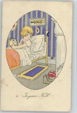 12015757 - Joyeux Noel 1926 Maedchen stellt den Wecker, Schuhe stehen vor der