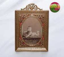 Bilderrahmen Rahmen Jugendstil mit Schleifenbekrönung gewölbtes Glas 13,0x10,5