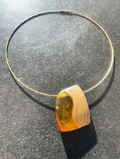 Naturbernstein Anhänger mit Kette 925er Silber vergoldet Collier