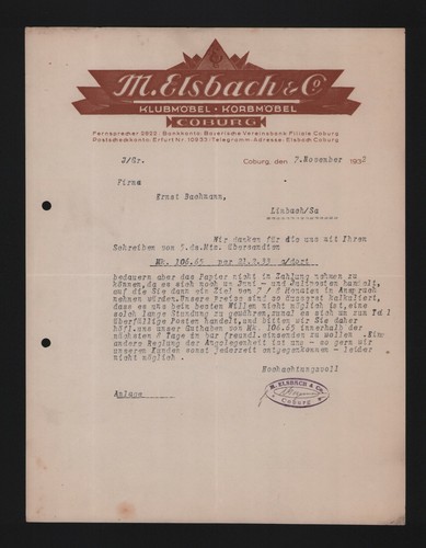 Coburg brief 1932 - m., elsbach