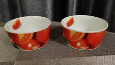 2-er Schalen Set Dip-Set Servierset von ppd Porzellan, Motiv: Tomaten, Rot, Weiß