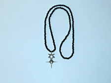 Halskette - Tuareg-Kreuz - schwarze Glasperlen - Silber 925
