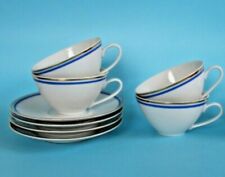  Kaffeetassen mit Untertassen BOHEMIA 4 Stück Porzellan Goldrand 