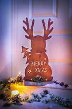 Dekofigur Elch Merry Xmas  Metall Rost Figur Weihnachtsdeko rentier 