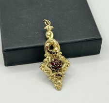 Antiker Biedermeier Schaumgold Anhänger mit echten Granatsteinen um 1850