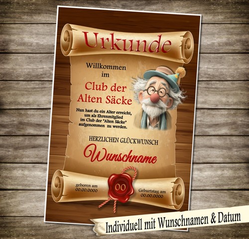 Urkunde club der alten - "club,