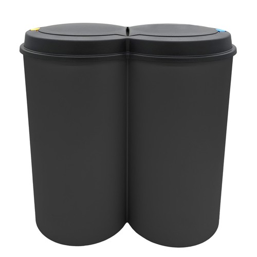 Duo abfalleimer 50l schwarz - schwarz,