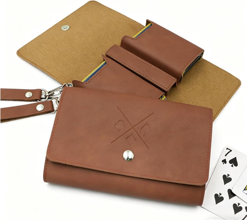 Spielkartenetui leder 8cm - spielkartenetui, 16,8cm