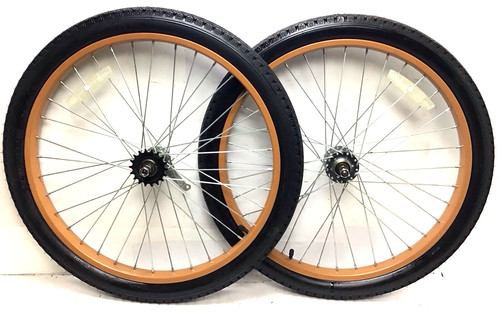 Bicycle brown wheel - bicycle, set