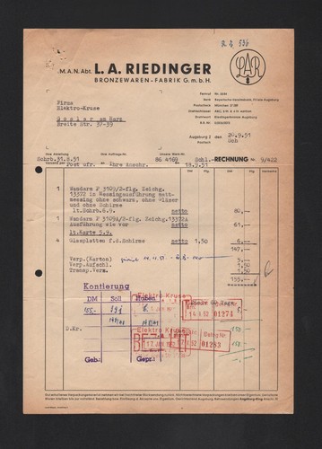 Augsburg rechnung 1951 a - augsburg,,