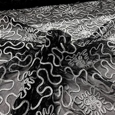 Tüll schwarz mit silber - mit,