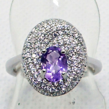 Oval Amethyst Cubic Zirkonia Ring 925 Silber 585 Weißgold vergoldet 17,5 mm 55