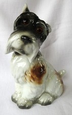 Alter Rauchverzehrer Hund "Foxterrier" mit Glasaugen Porzellan - Ohne Elektrik -