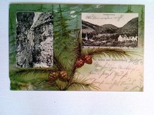 Brannenburg, Totale, Wendelstein Kamin, Passepartout, farbig, Ansichtskarte, gel