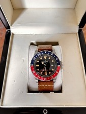 Davosa Swiss 1023-505 Pepsi Herren  Leder Vintage Diver Quarz FRY51