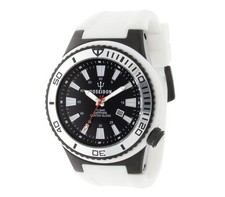 POSEIDON Herrenuhr XL, Analog, 15 Bar, Datum, Silikonband, UP00602 Weiß/Schwarz