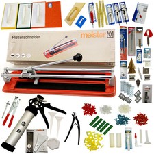 Fliesen Set Fliesenschneider Fugenkreuze Kartuschenpresse Zange Schwamm 307   