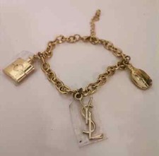 YSL Armband Yves Saint Laurent GOLD Charms BRACELET NEU 23cm Anhänger Flakon