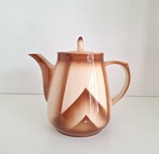 Bunzlau Kaffee Kanne 25/5 G Spritzdekor braun feuerfest Kaffeekanne Art Deco