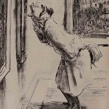 Andreas Paul Weber Kunstkritik Kunstkenner Humor signiert Lithografie 20 Jhd