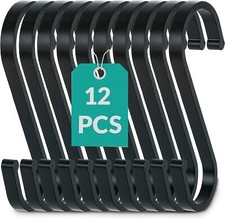 12 S-Haken Schwarz Flach 8cm Edelstahl Räucher Metall Fleischer Küchen Universal