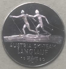 500 Schilling 1980 Casinos Österreich Jeton Ski Team Austria Langlauf Silber 925