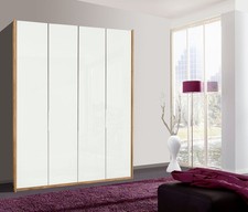 Kleiderschrank Level 200x58x236cm Schlafzimmerschrank plankeneiche weißglas (169