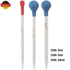 3x Glas Messpipette Gummikappe Labor Gummikopf Pipette Dispensing 3ml+ 5ml+10ml