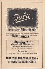 TRIBERG, Werbung 1950, Aug. Schatz & Söhne Jahres-Uhren-Fabrik GmbH