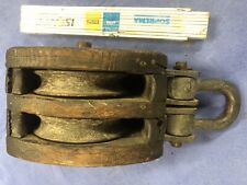 Schiffsblock Groß 2,8 Kg Flaschenzug Holzblock Talje Holz Umlenkrolle Antik 