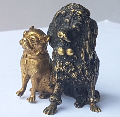 Bronze figur hund mops - bronze, und