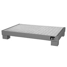 BAUER Auffangwanne Ölauffangwanne Ölwanne Stahl 6x60L Fässer mit Gitterrost Grau