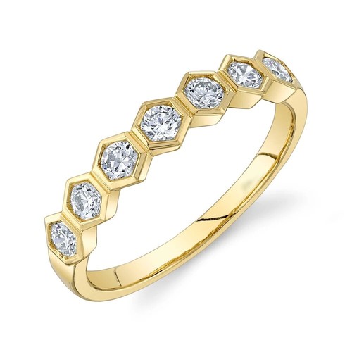 Diamant hexagonring 14k - diamant,