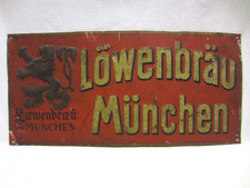 Altes "Blechschild" - LÖWENBRÄU MÜNCHEN - 51 x 24,5 cm - Bühler & Co Cannstatt