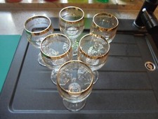 6 Vintage Weingläser Bohemia Kristall mit Goldrand, unbeschädigt