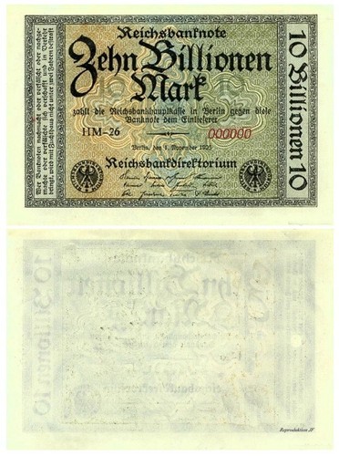 Reichsbanknote zehn billionen - zehn,
