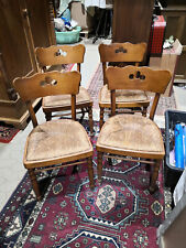 4 Bauernstühle Stühle mit Binsengeflecht, 4er Set um 1920