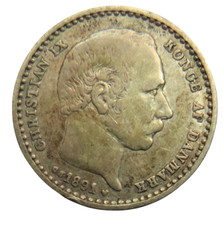 1891 Dänemark Silber 25 Erz